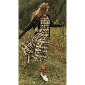 THE GREAT Sea Glass Dress Navy Plaid Size 3